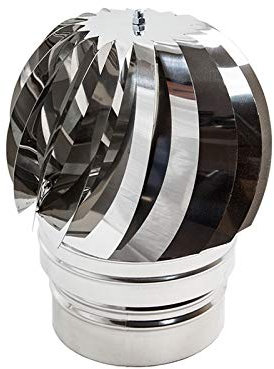 Fumaiolo Eolico Comignolo Girevole a bagno d'olio in Acciaio Inox AISI 304 | Aspiratore per canne fumarie | Testa Radiante | Unità di vendita 1 pezzo (Acciaio Inox Aisi 304, Ø mm 150)