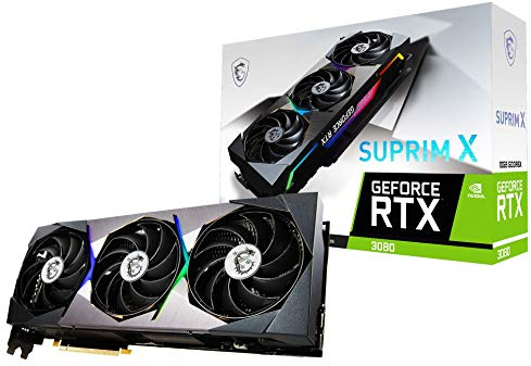 MSI Gaming GeForce RTX 3080 LHR 10 Go GDRR6X 320 bits HDMI/DP Nvlink Torx Fan 4 RGB Ampere Architecture Carte graphique (RTX 3080 Suprim X 10G LHR)