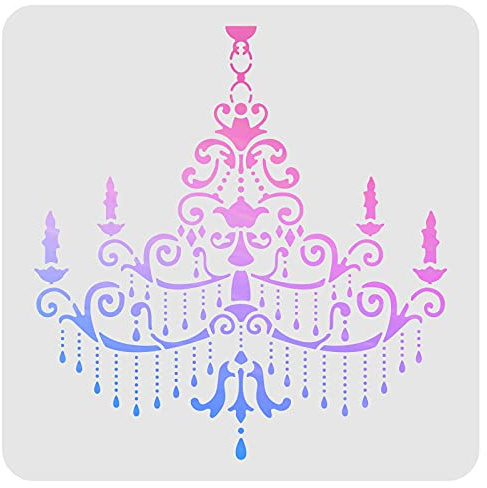 FINGERINSPIRE Kronleuchter Schablone 30 x 30 cm - Kunststoff - Malen auf Holz, Wand, Fliesen & mehr