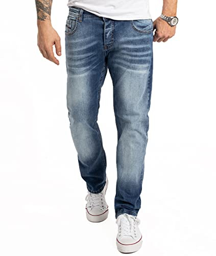 Rock Creek Herren Jeans Comfort Fit Stretch Jeans Männerhose Herrenjeans Denim Hosen Herrenhose Straight Cut Stonewashed RC-2358 Blau W44 L38