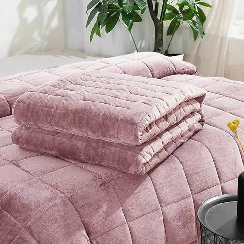 Brit House Premium Velvet Weighted Gravity Blanket for Anxiety Autism Depression Relief Sleep Therapy Blanket Like Down Duvet Quilt (Pink, Small (100x150) cm (8lbs))