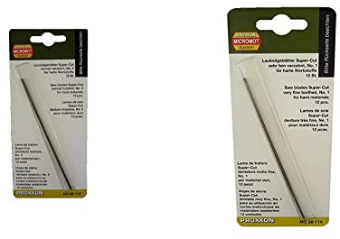 PROXXON 2228112 Lame per protesi standard (36d / 25mm) 12 pezzi, Nero & 2228114 Lame per protesi extra-sottili (50d / 25 mm) 12 pz, Nero