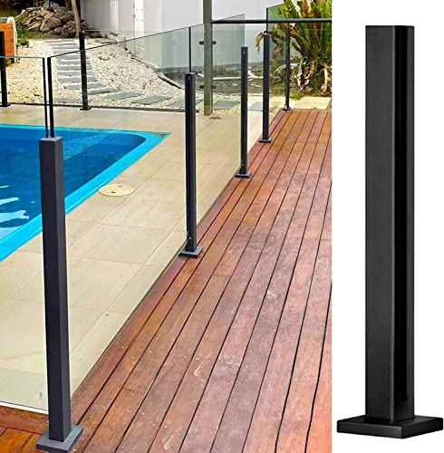 Glass Railing Post Black, 25 30 35 40 45 50 inch Tall Glass Balustrade Post for Pool Home Garden Stairs 3/8 1/2 Inch Glass(Deep Coffee,Height 120cm/47.2in)