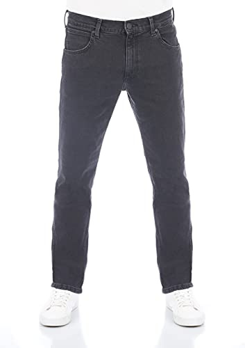 Wrangler Greensboro Herrjeans med normal passform, stretchiga jeansbyxor av denim/bomull, blå och svarta, storlek W30–W44, 34W / 30L