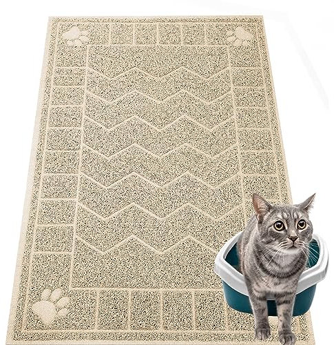 Motsamla Cat Litter Box Mat, 35 x 24 Large Waterproof Litter Trapping Mat