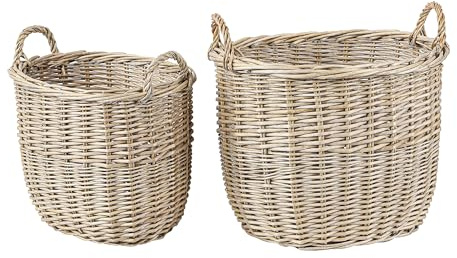 Wickerfield Wicker Open Storage Basket with Handles for Home Storage and Collection and Decoration for Window Display (Set, Oval)