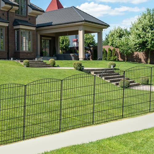 INJOPEXI Decorative Garden Fence 6 Panels 13ft (L)×36in (H) Animal Barrier Fences with 6 Panels Rustproof Metal Wire No Dig Rabbit Fencing Dog Fence for Outdoor Backyard Patio - Without Fence Gate