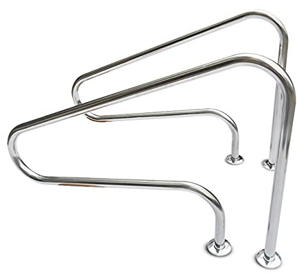 Rampes de piscine, poignées d'escalier en acier inoxydable 304, supports de main courante, adaptées aux piscines hors sol/jardin, non intégrées, 2 pièces/argent/125 cm (argent 125 cm) (argent 125 cm
