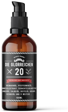G-20, olio per barba da 100 ml, olio di rosmarino, olio di menta, olio di ortica, olio di equiseto, olio di salvia, olio di alloro, olio di ricino, argan, jojoba, vitamina E e altro ancora, siero