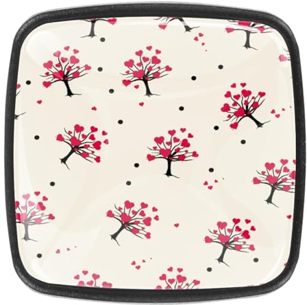 Herzförmiger Kirschbaum-Knauf aus Kristallglas, für Schrank, Schublade, transparent, quadratisch, für langlebige Beschläge, 4 Stück