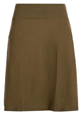 Vishes - Alternative Bekleidung - Rock Damen Knielang Bio Baumwolle Breiter Bund Jersey Röcke Basic Olive 36