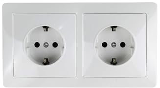 Base schuko empotrar y interruptor simple serie clasica color blanco 16A/250V (2 tomas)