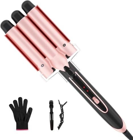 HEIKKI VISION 3 Curling Iron, Waver, Women's Beach Wave Styling Tool, with 2 Temperature Settings, Rose Gold, 1-inch Barrel Diameter