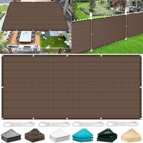 Voile Ombrage Rectangulaire 400 x 600 cm UV Protection Bâche Dombrages Filet d'ombrage avec Cordons, Résistant Aux Déchirures pour Terrasse Jardin Balcon Camping, ‎Marron