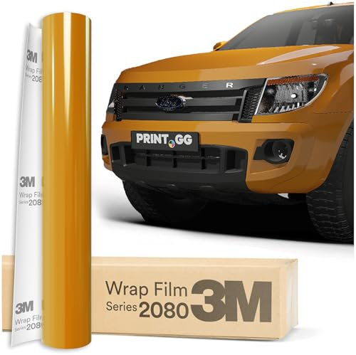 PRINT.GG Auto Folie 3M 2080 Sunflower Glanz G25, 152 x 10 cm | Selbstklebende Car Wrapping Folie | Robuste Lackschutzfolie für Auto, Motorrad, Boot | Autofolie mit Exzellenter Haftung