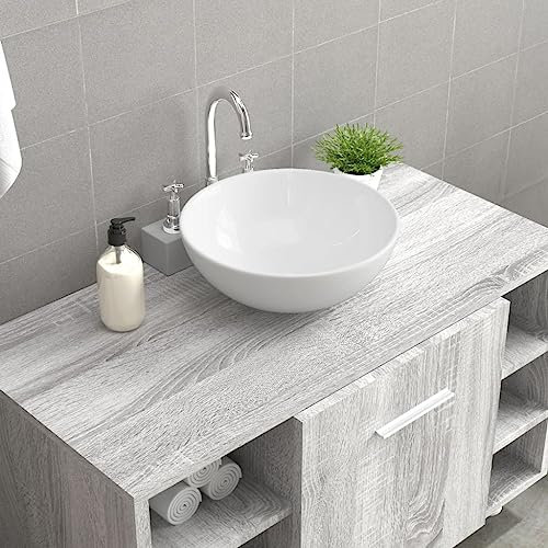 Brokky Lavandino Bianco 28x28x10 cm in Ceramica-Ceramica,Finitura Lucido - Lavandino Design Moderno Bacinella Lavamani Lavello Sanitari Bagno