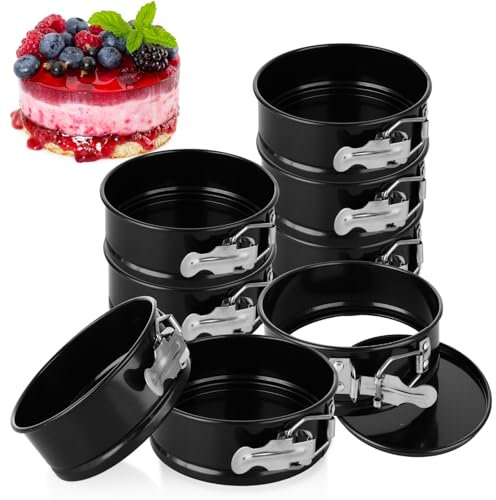 DAJAVE 8 Pcs Cake Tins for Baking 4 Inch Springform Cake Tins Mini Cheesecake Tin Small Cake Pan Loose Bottom Springform Pan Non-Stick Cheese Cake Tin for Baking Pie Cheesecake Pizzas Quiches