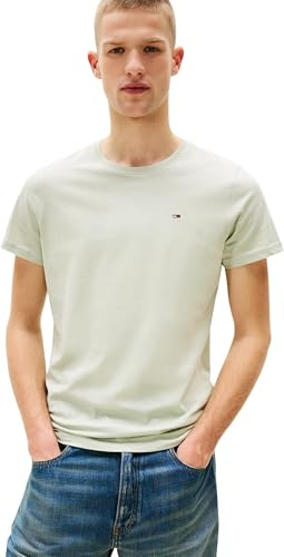 Tommy Jeans Camiseta de Manga Corta TJM Original Slim Fit, Verde (Misty Sage), M