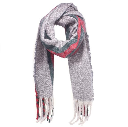 NILUXE DESIGN - Schal für Damen - Wollschals - Strickschals - Weicher, warmer Winterschal mit Fransen - Pashminas - Einzigartiges Design - Großer Schal - Gestreifter Schal