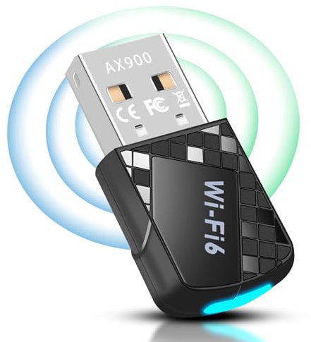 Adaptador Bluetooth WiFi USB 2.0 AX900Mbs, Bluetooth 5.4 WLAN Stick WiFi6 para PC, Dual Band Internet Stick (5,8 GHz/2,4 GHz), Plug and Play para PC/Desktop / Laptop Win10/11