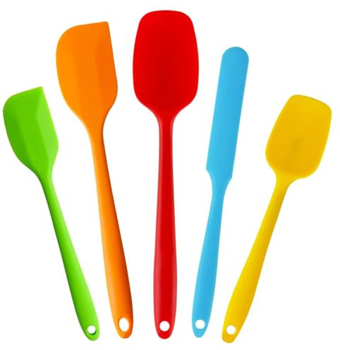 Hmseng 5 Pcs Silicone Spatula, Food Grade Heat Resistant Spatulas Set for Baking, Cooking, and Mixing, BPA Free Non Stick Rubber Spatula Set-Colors