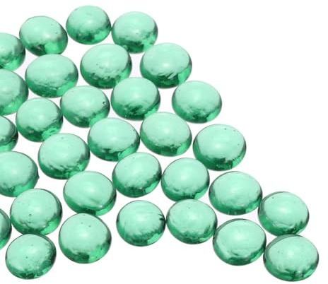 QUARKZMAN Perle di Vetro, Gemme di Vetro Piatte Smeraldo Verde 0.22Lbs (0.47-0.87) Marmi di Vetro Ciottoli per Riempitivi di Vasi Decorazioni per Acquari Fai da Te Artigianato