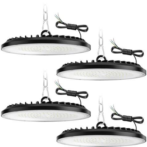 ZXICH UFO LED hallenstrahler,LED Werkstattlampe,IP65 Wasserdichte Industrielampe für Fabriken, Lagerhäuser,Garagen (4 Pack, 100W)