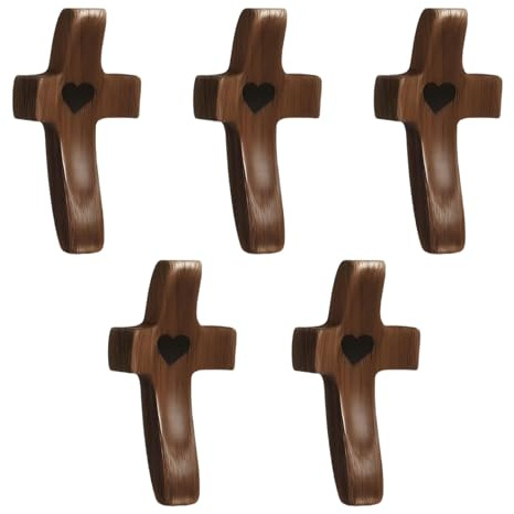 Zernblend 5 Stück Osterkreuz aus Walnussholz, Holzkreuz, Jesus Kreuz, Wandkreuz, Ostern