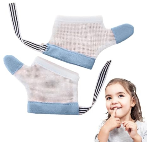 2 Paires Gants Anti Succion Pouce Enfant, gants Pour Arreter De Sucer Pouce Avec Lien, En Maille Douce - Respirant - Protection Des Doigts - Pour Bébés Garçons Et Filles (Size: S/M/L)