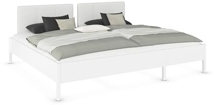 Rauch Möbel MARE, Familienbett, Farbe Weiß, Maße 248x98x209 cm | Bett, Mehrpersonenbett für gemeinsames Schlafen mit der Familie, mit Polster-Kopfteil, Schlafzimmer, Liegefläche 240x200 cm