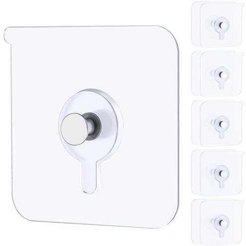 Uniclife 10 Pcs Self Adhesive Picture Hooks 15 kg Load Heavy Duty Picture Hangers Without Nails Adhesive Wall Hooks for Hanging Transparent Waterproof Frame Hangers Stickyhooks for Bathroom Kitchen