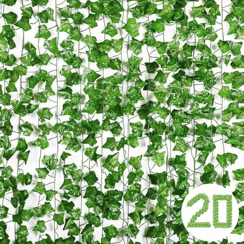 Guirnalda de hiedra artificial, 20 unidades, 210 cm de longitud, guirnalda de arbustos de hiedra, planta artificial para jardín, boda, fiesta, decoración de pared