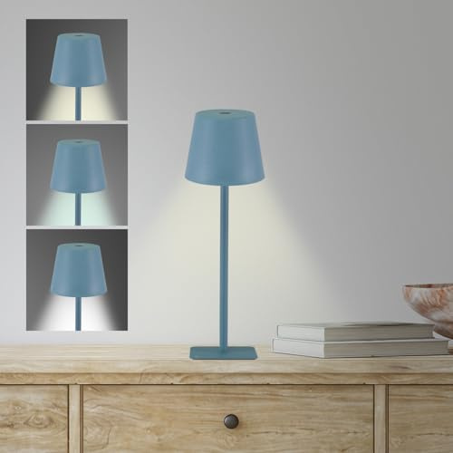 BEPER P207ILI200 Lampada da Tavolo Ricaricabile, Lampada LED senza fili, Intensità Regolabile, per Interno ed Esterno, Autonomia fino a 12 Ore, USB Type-C Inclusa