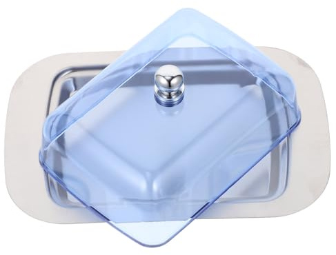 INOOMP Mantequillera de Acero Inoxidable con Tapa Base Antideslizante para Mantequilla Envase para Cocina y Refrigerador Diseño y Funcional para Uso Diario
