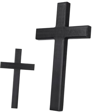 Zerodeko Solid Wood Black Hanging Cross Ornament Smooth Handcrafted Wooden Cross Decor for Christian Wall Compact Lightweight Religious Pendant Home and Spiritual Inspiration