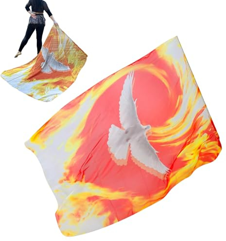 Bandiere da Danza | Bandiera per Preghiera con Asta Flessibile - Stendardo in Chiffon per Principianti Ragazze Ballerine Cristiane Pratica Performance Eventi