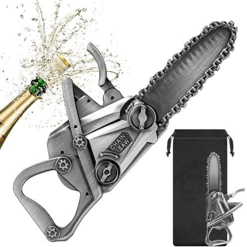 MR.BARWARE Chainsaw Bottle Opener, Fun Tool Gifts Gifts for Men, Dad, Grandad, Silver Chainsaw Bar Accessory with Gift Bag, Quirky Gift for Birthday, Fathers Day, Christmas, BBQ, Garden Party