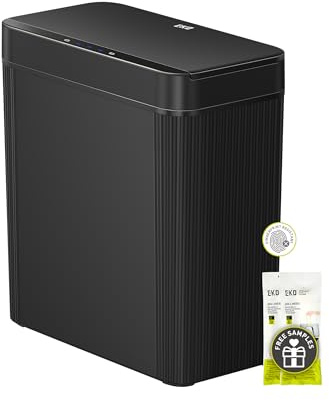 EKO Brio 10L/2.6 Gallon Motion Sensor Trash Can, Automatic Touchless Bathroom Garbage Bin, Waterproof Smart Trash Can for Kitchen, Bedroom, and Office, Black
