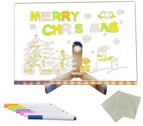 Lavagna con LED in acrilico, illuminata, cancellabile a secco, multifunzione, per bambini