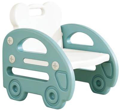 Misaakoeq Kinderstuhl | mit Rückenlehne tragbar und niedlich | Kinderstuhl in Form eines Autos mit Rückenlehne | für Garten Camping Essen Lernen Zuhause Schule Kita Kindergarten