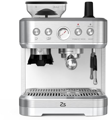 RBFGYIOP Macchina Da Caffè Caffè Automatica Con Macinacaffè Integrato - 15 Bar - Controllo PID - Serbatoio 2,5L - Montalatte e Vaporizzatore 360° - Acciaio Inox Spazzolato - Ideale Per Casa e Ufficio