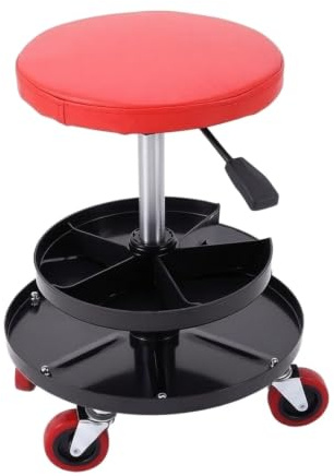 PETSOLA Tabouret de Travail Réglable Siège Atelier Chaise Roulante Tabouret Mobile Déplacements Stables sur roulettes Support Bas pour Travaux Prolongés