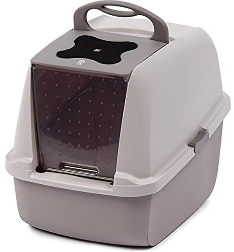 Catit Jumbo Hooded Cat Litter Box - Warm Grey Modern Design