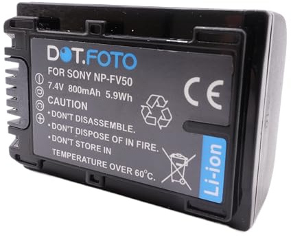Dot.Foto NP-FV30, NP-FV40, NP-FV50 Premium 7.4v / 800mAh Batterie Rechargeable pour Sony HDR-CX150E HDR-CX170 HDR-CX300 HDR-SR68 DCR-SX85 HDR-CX190 HDR-CX130