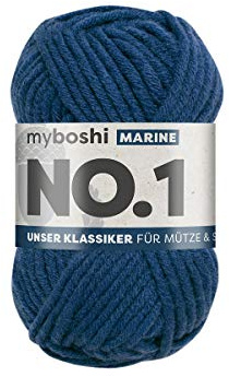 myboshi No.1 Wolle zum Häkeln und Stricken, Schnellstrickgarn, langlebige Mützenwolle, Strickwolle, Häkelwolle, mulesing-frei, 50g, Ll 55m Blau (Marine) 1 Knäuel