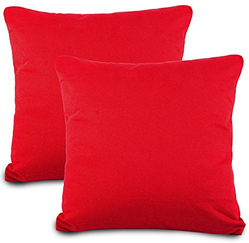 aqua-textil Classic Line Baumwoll Kissenbezug 2er-Set 80 x 80 cm Rubin rot e Kissen Bezug Reißverschluss Jersey Kissenhülle