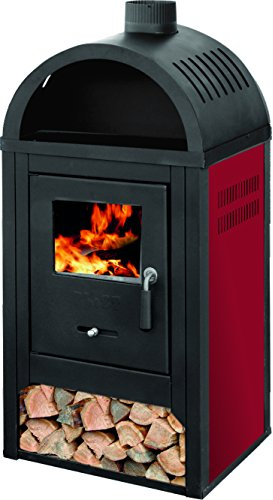 LMI Holzofen DIPLOMAT ROT - Entlüftungsfrei, 1E+1 kW, Gebürstet, Modern, Kabelgebundene Elektrik, Warmhaltevorrichtung, Holzbox, Freistehend, Bodenmontage, Ecke, Innenbereich, 24 Monate Garantie