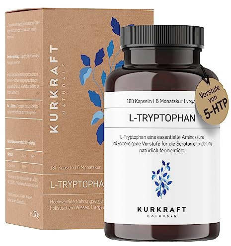 L-Tryptophan 500mg - 180 Kapseln hochdosiert - natürlich fermentiert - laborgeprüft - vegan - ohne unerwünschte Zusatzstoffe - deutsche Produktion