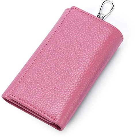 RuoFeng Keychain Key Holder Ring with 6 Hooks Snap Closure (Pink)