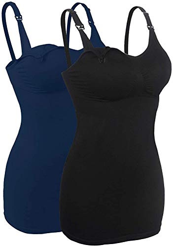 iloveSIA 2X Still-Tops Damen Schwarz+Blau still BH Hemd ohne bügel Seamless Still-Bustier stillkleidung XL
